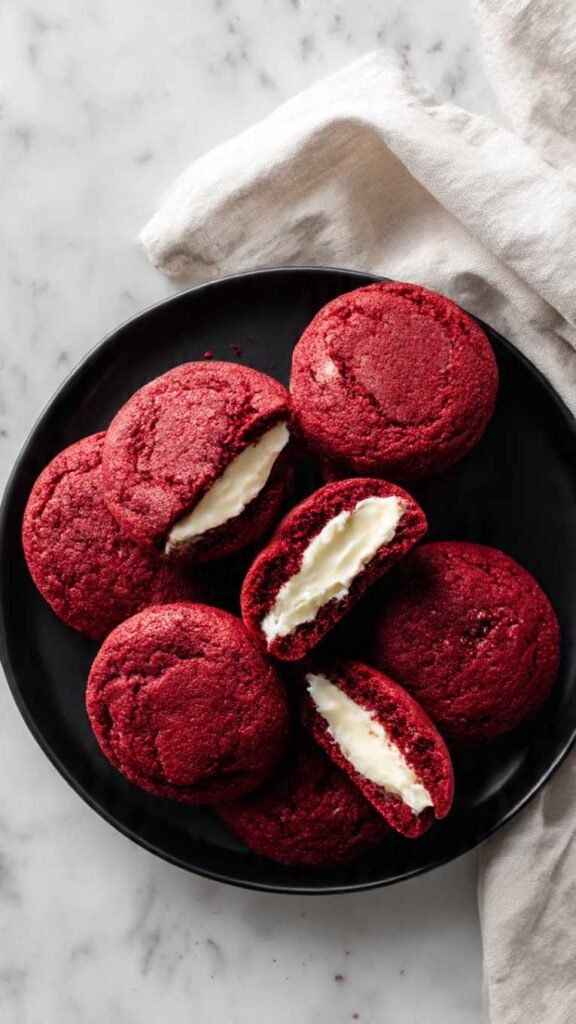 Cream Cheese-Stuffed Red Velvet Cookies