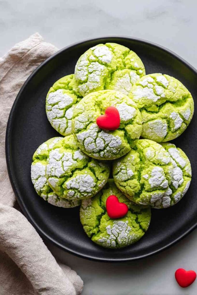 Grinch Crinkle Cookies
