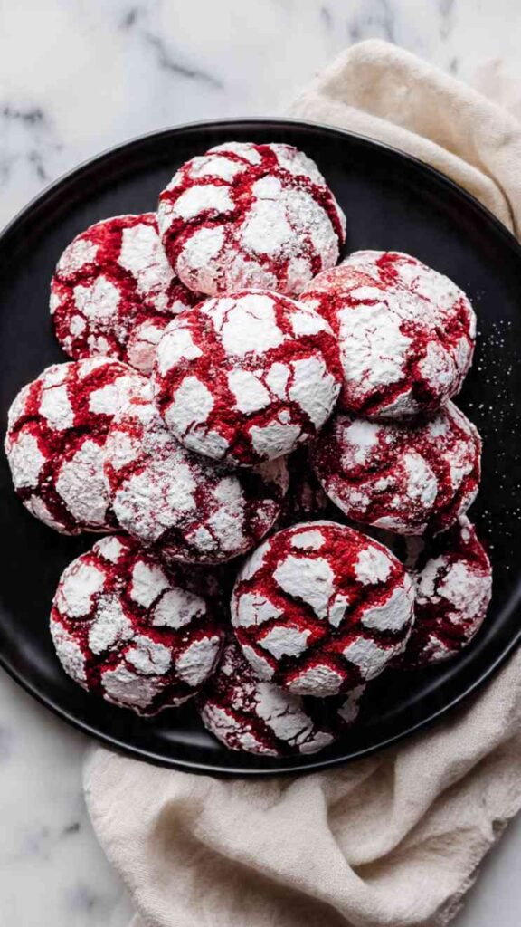 Red Velvet Crinkle Cookies