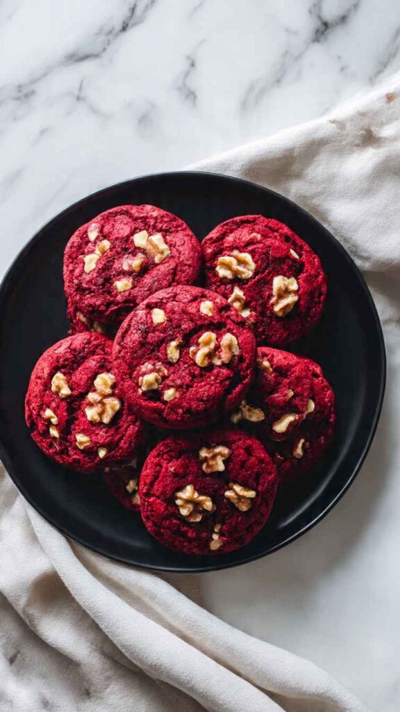Red Velvet Walnut Cookies