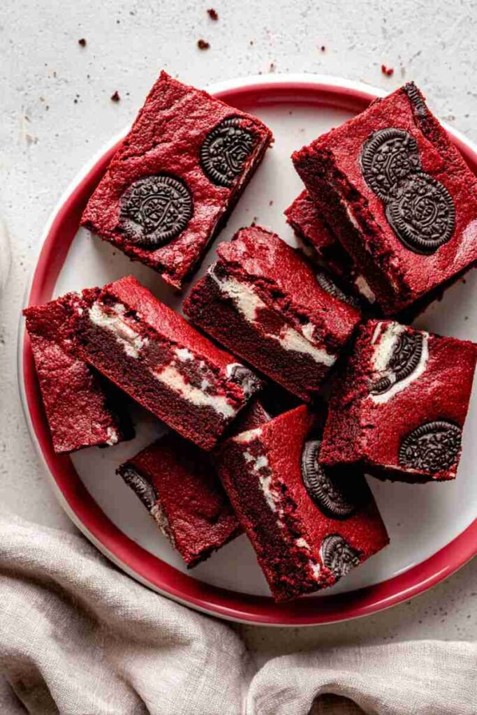 Red Velvet Oreo Brownies