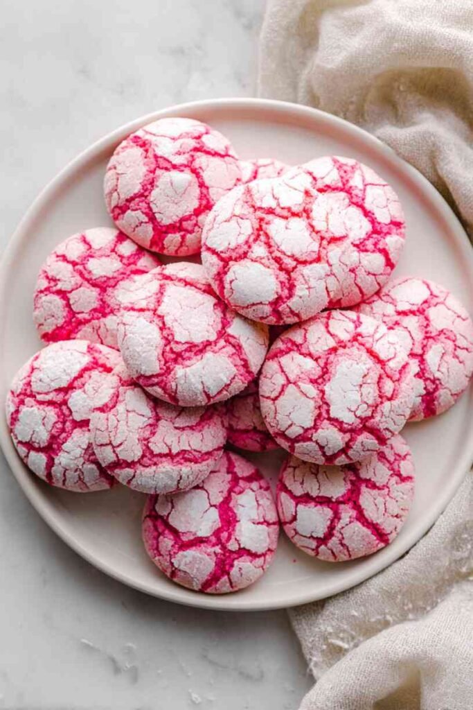 Strawberry Crinkle Cookies