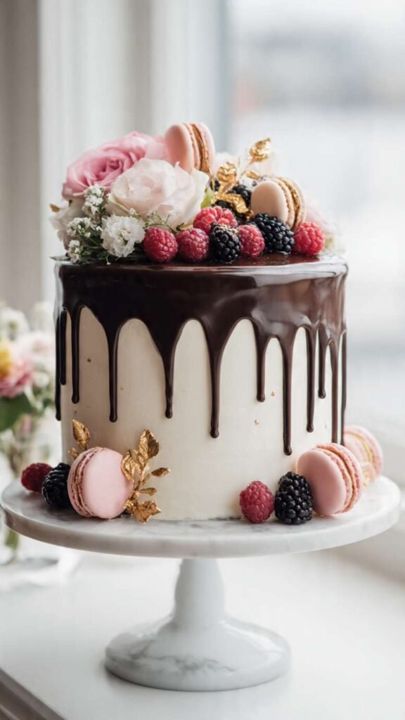 Elegant Drip Cake with Gold Accents