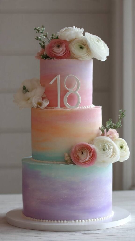 Pastel Rainbow Ombre Cake