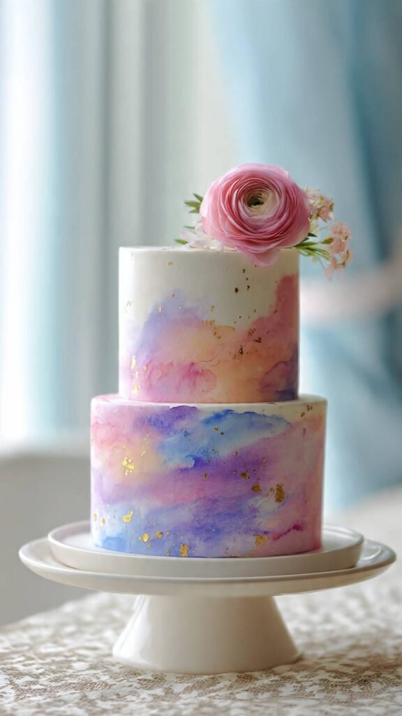 Watercolor Painted Cake
