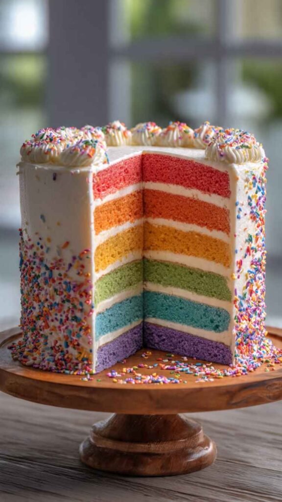 Whimsical Rainbow Layer Cake