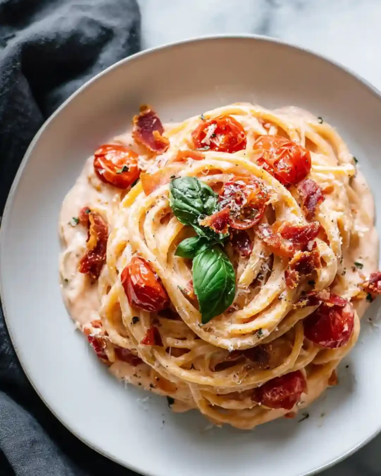 Creamy Roasted Tomato Ricotta Pasta with Crispy Prosciutto